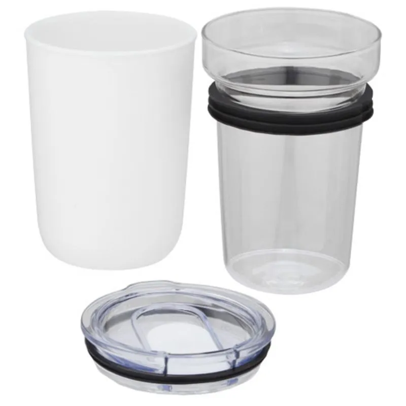 Vaso de vidrio de 420 ml con pared exterior de plástico reciclado 'Bello'